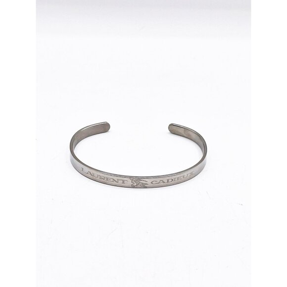 Laurent Cadieux Slim Silver Tone Cuff Bracelet Minimalist Unisex Open Bangle - Picture 2 of 9